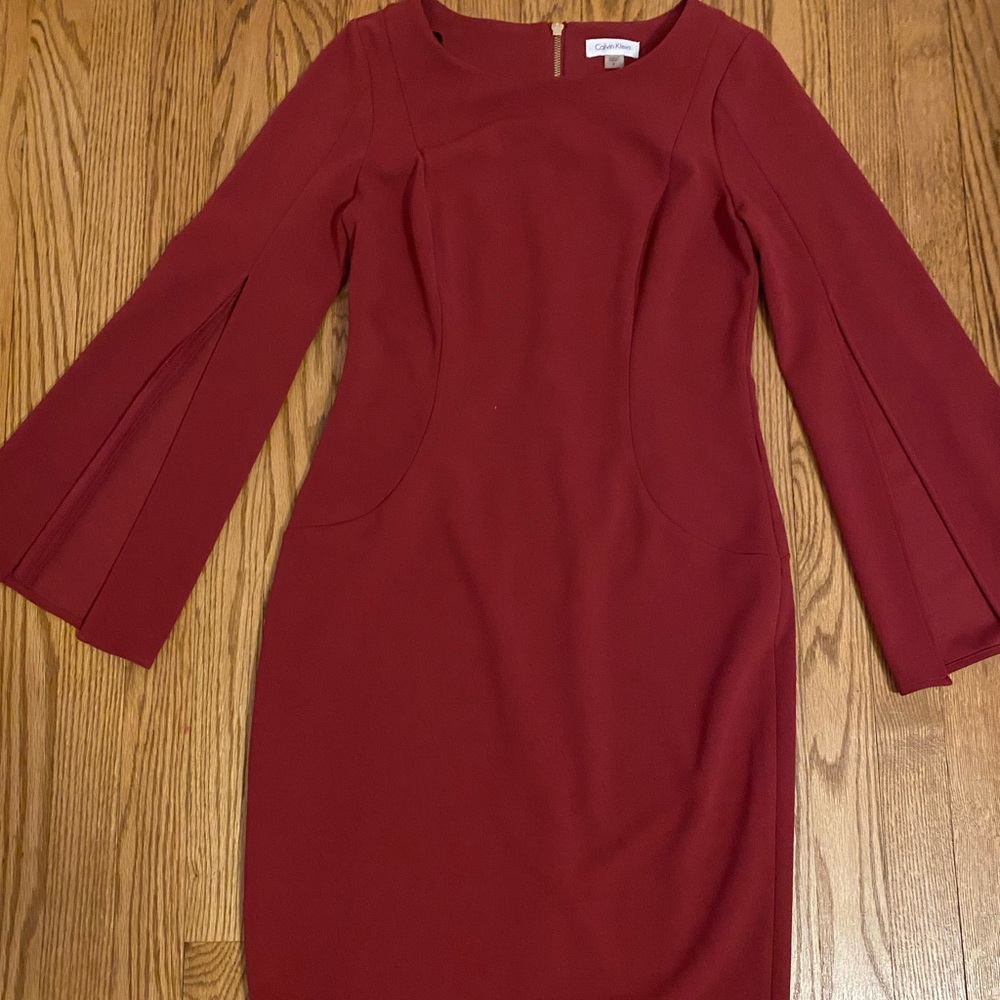 Maroon Calvin Klien dress with bell sleeves
